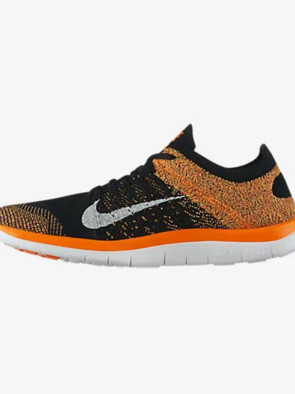 NEW RARE NIKE FLYKNIT FREE 4.0 Mens 11 US 45 EUR Black Orange Running Shoes